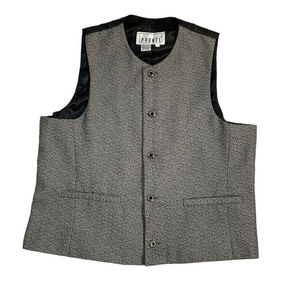 PRONTI Collection By Phita Mens Size Small Gray Black Dress Textured Vest - Picture 1 of 9